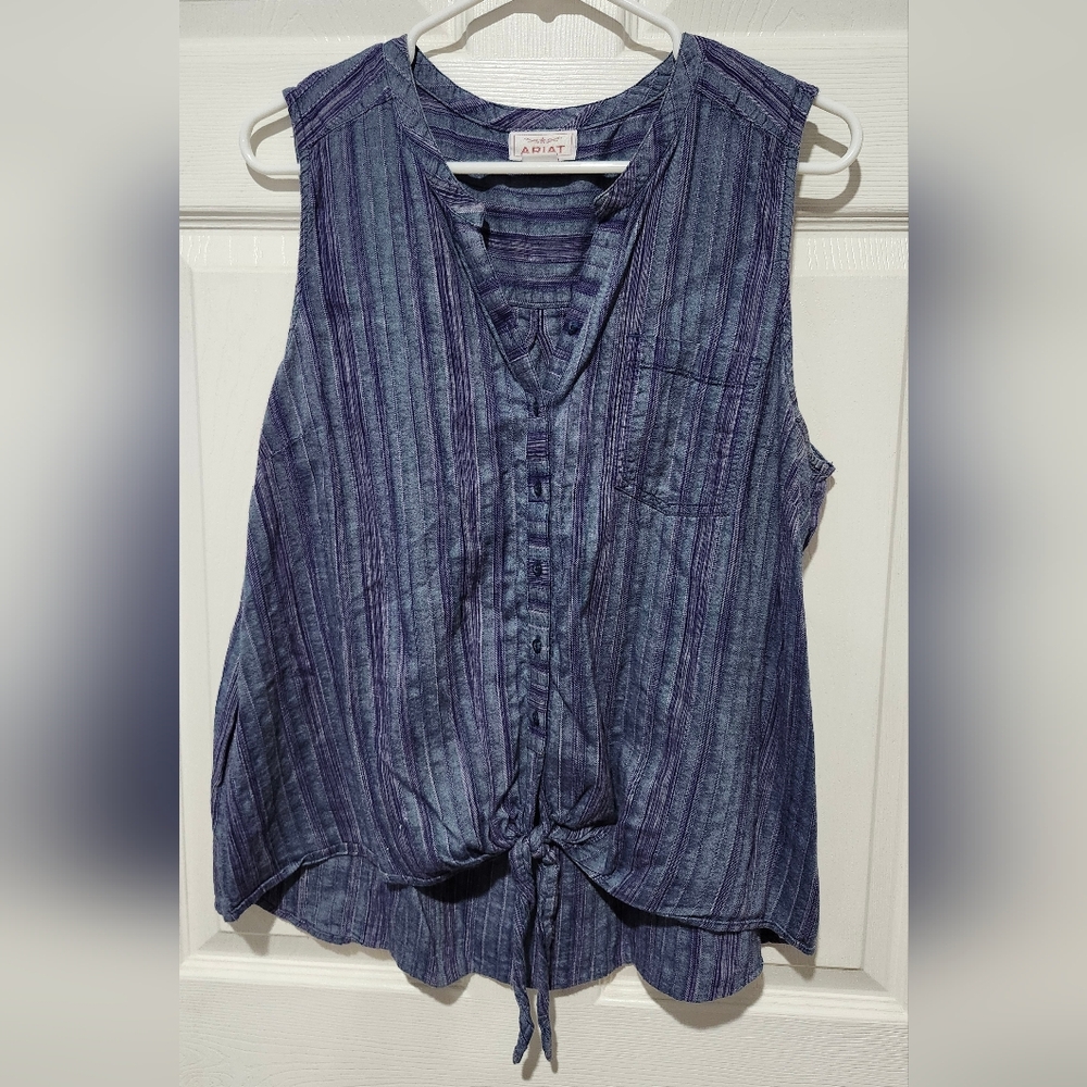 Ariat Women's Indigo Stripe Caroline Sleeveless Top Size XL